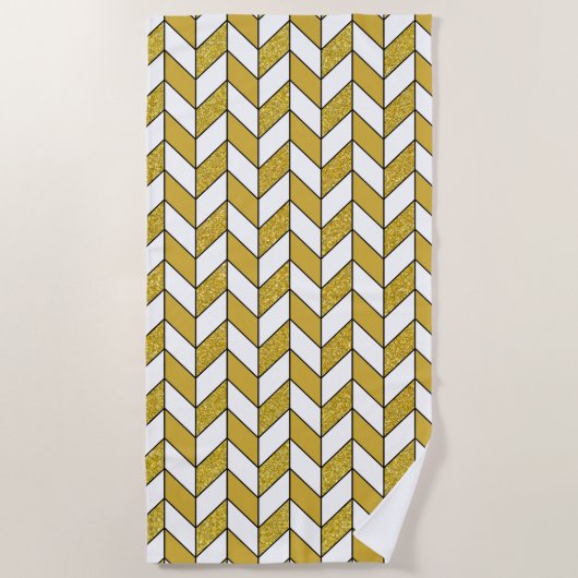 Serviette De Plage Élégant Motif Chevron en sanglier d'or (Devant)