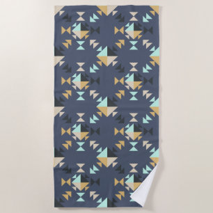 Serviette De Plage Elégant Motif géométrique en Mint, Gold et Black