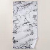 Serviette De Plage Élégant Motif Noir Et Marbre blanc (Devant)
