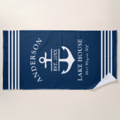 Serviette De Plage Elegant Navy Blue Custom Family Lake House (Devant)