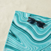 Serviette De Plage Élégant nom de script en marbre turquoise  (En situation)