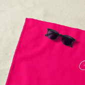 Serviette De Plage Élégant nom rose chaud Monogram Beach Towel (En situation)