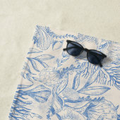 Serviette De Plage Elégant océane bleu toile (En situation)