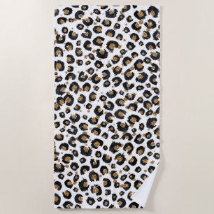 Serviette De Plage Élégant Parties scintillant d'or Motif Leopard