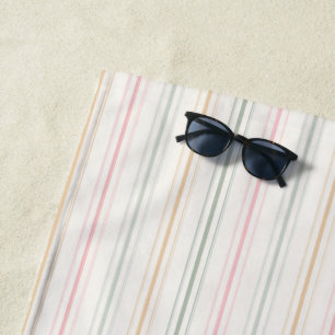Serviette De Plage Élégant Pastel Stripes Beach Towne