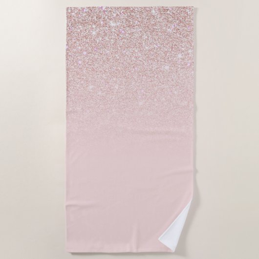 Serviette De Plage Elégant Rose Gold Pink Parties scintillant Ombre (Devant)