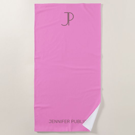 Serviette De Plage Élégant rose monogramme Modèle tendance (Devant)