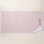 Serviette De Plage Élégant rose vif monogramme personnalisé initiales (Devant)