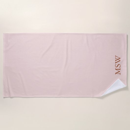 Serviette De Plage Élégant rose vif monogramme personnalisé initiales (Devant)