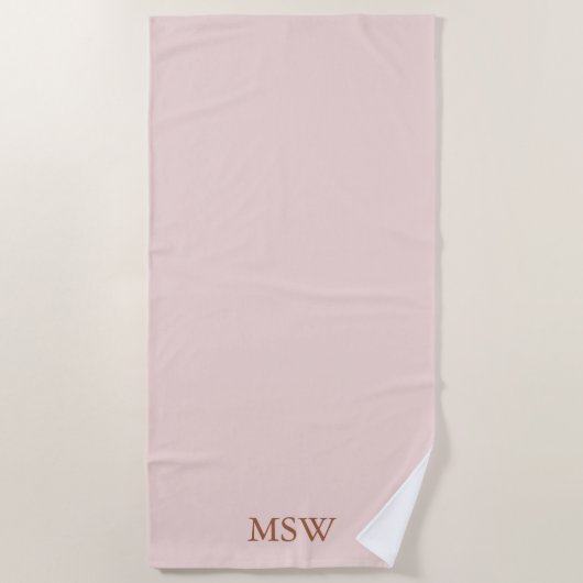 Serviette De Plage Élégant rose vif monogramme personnalisé initiales (Devant)