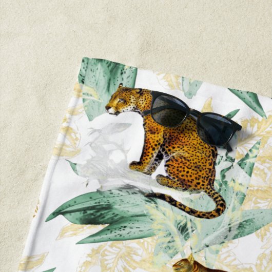 Serviette De Plage Élégant Safari tropical Wild Cats Tiger Leopard (En situation)
