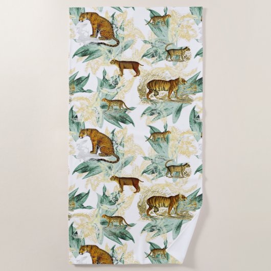 Serviette De Plage Élégant Safari tropical Wild Cats Tiger Leopard (Devant)