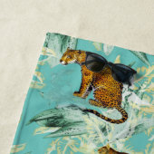 Serviette De Plage Elégant Safari Tropical Wild Cats Tiger Turquoise (En situation)
