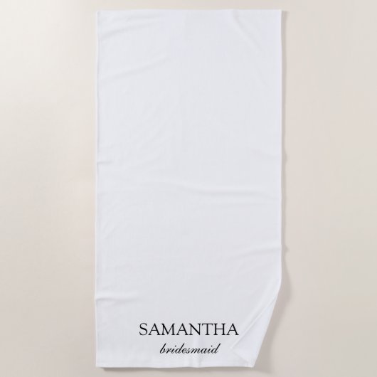 Serviette De Plage Élégant Script Mariage Demoiselle d'Honneur Minima (Devant)
