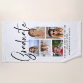 Serviette De Plage Élégant Script Multi Photo Graduate (Devant)