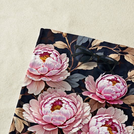 Serviette De Plage Élégant Welcome Blush Pink Peony Nom floral (En situation)