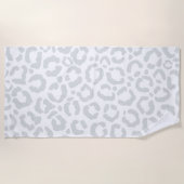 Serviette De Plage Elegant White Gray Leopard Cheetah Animal Print (Devant)
