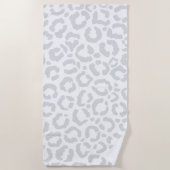 Serviette De Plage Elegant White Gray Leopard Cheetah Animal Print (Devant)