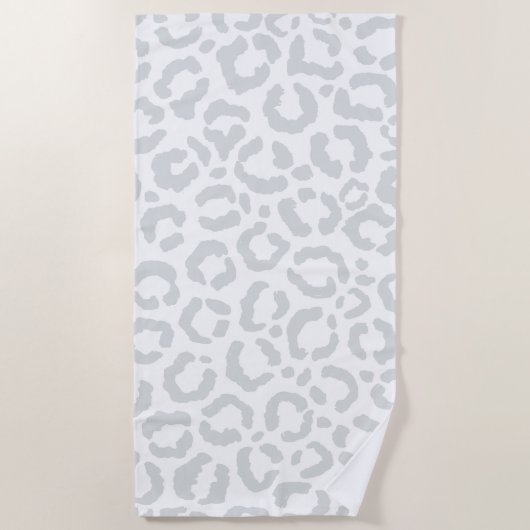 Serviette De Plage Elegant White Gray Leopard Cheetah Animal Print (Devant)