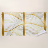 Serviette De Plage Elégante collection Floral Or Blanc (Devant)