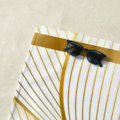 Serviette De Plage Elégante collection Floral Or Blanc (En situation)