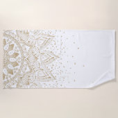 Serviette De Plage Elégante conception de points Mandala Or (Devant)