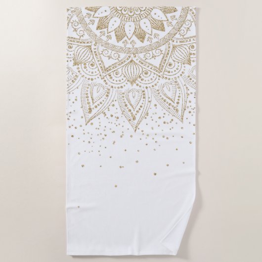 Serviette De Plage Elégante conception de points Mandala Or (Devant)
