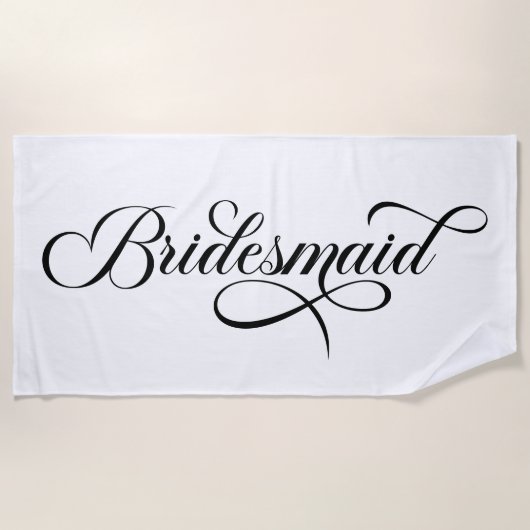 Serviette De Plage Élégante demoiselle d'honneur noire (Devant)