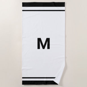 Serviette De Plage Élégante lettre Monogramme de script de bordure no