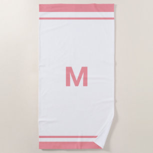 Serviette De Plage Élégante lettre Monogramme de script de bordure ro