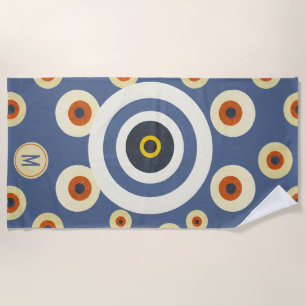 Serviette de plage élégante Monogramme Mauvais Œil