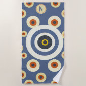 Serviette de plage élégante Monogramme Mauvais Œil (Devant)