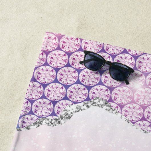 Serviette De Plage Élégante Parties scintillant rose Rose Monogram (En situation)