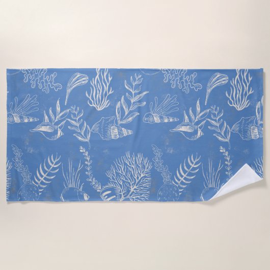 Serviette De Plage Élégante toile bleu océan (Devant)