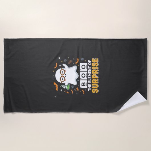Serviette De Plage Élément de surprise de fantôme de design Halloween (Devant)