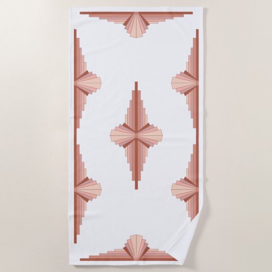 Serviette De Plage Éléments Art déco dans une palette d'or rose (Devant)