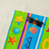 Serviette De Plage 🌊 Éléments de design de plage ensoleillée tropica (En situation)