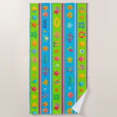 Serviette De Plage 🌊 Éléments de design de plage ensoleillée tropica (Devant)