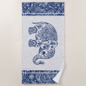 Serviette De Plage Eléphant bleu marine et blanc de la marguerite flo (Devant)