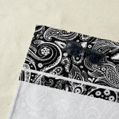 Serviette De Plage Eléphant de Paisley Floral Noir & Blanc (En situation)