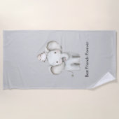 Serviette De Plage Éléphant et oiseau meilleurs amis (Devant)