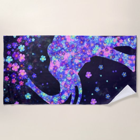 Serviette De Plage Eléphant Flowers Beach Tower Spring (Devant)