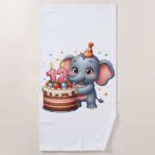 Serviette De Plage Éléphant Mignon 12ème Anniversaire (Devant)