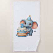 Serviette De Plage Éléphant Mignon 2ème Anniversaire (Devant)