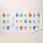 Serviette de plage Éléphants Colorés pour Enfants (Devant)