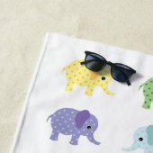 Serviette de plage Éléphants Colorés pour Enfants (En situation)