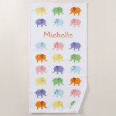 Serviette de plage Éléphants Colorés pour Enfants (Devant)