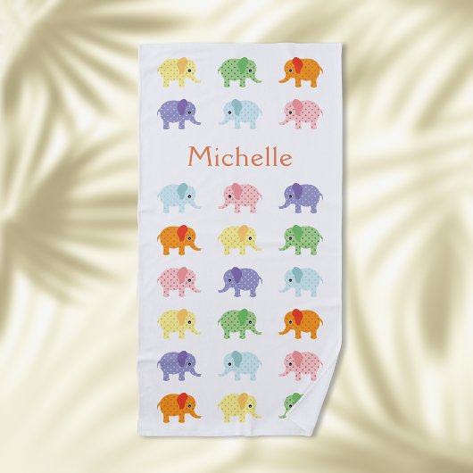 Serviette de plage Éléphants Colorés pour Enfants