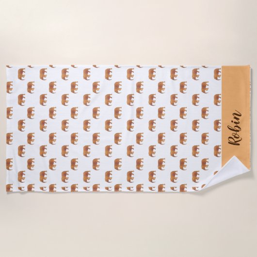 Serviette De Plage Eléphants roses personnels Motif or blanc (Devant)