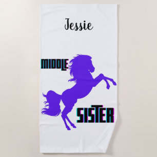 Serviette De Plage Élevage de poney violet de la sœur du milieu